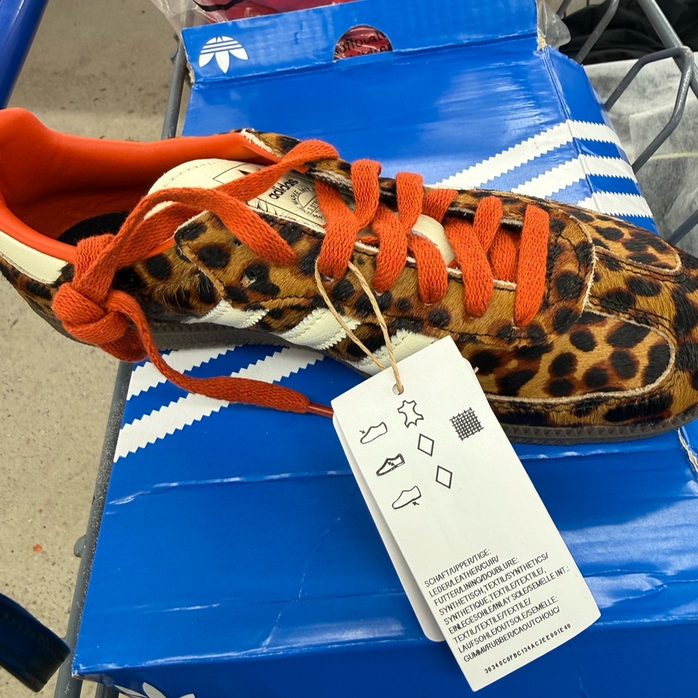 Adidas Animal Print Sneakers with Bold Orange Accents